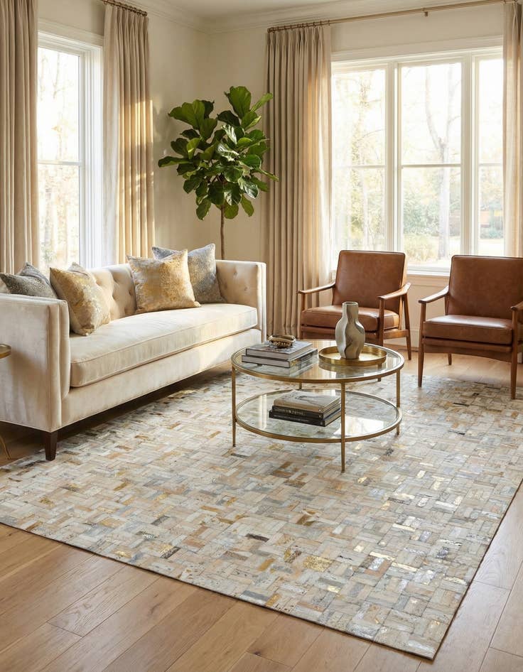 Detail image of 5' x 7' 11 Cowhide Stocks Rug