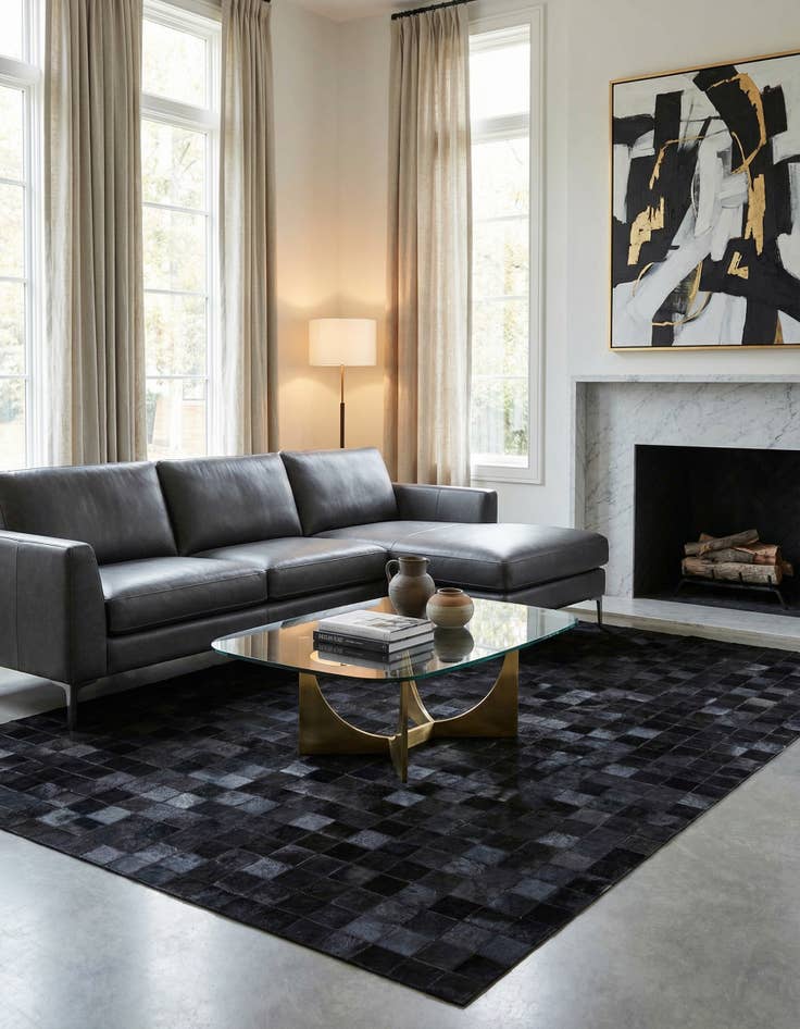 Detail image of  5' 3 x 8' 2 Cowhide - Patchwork Rug