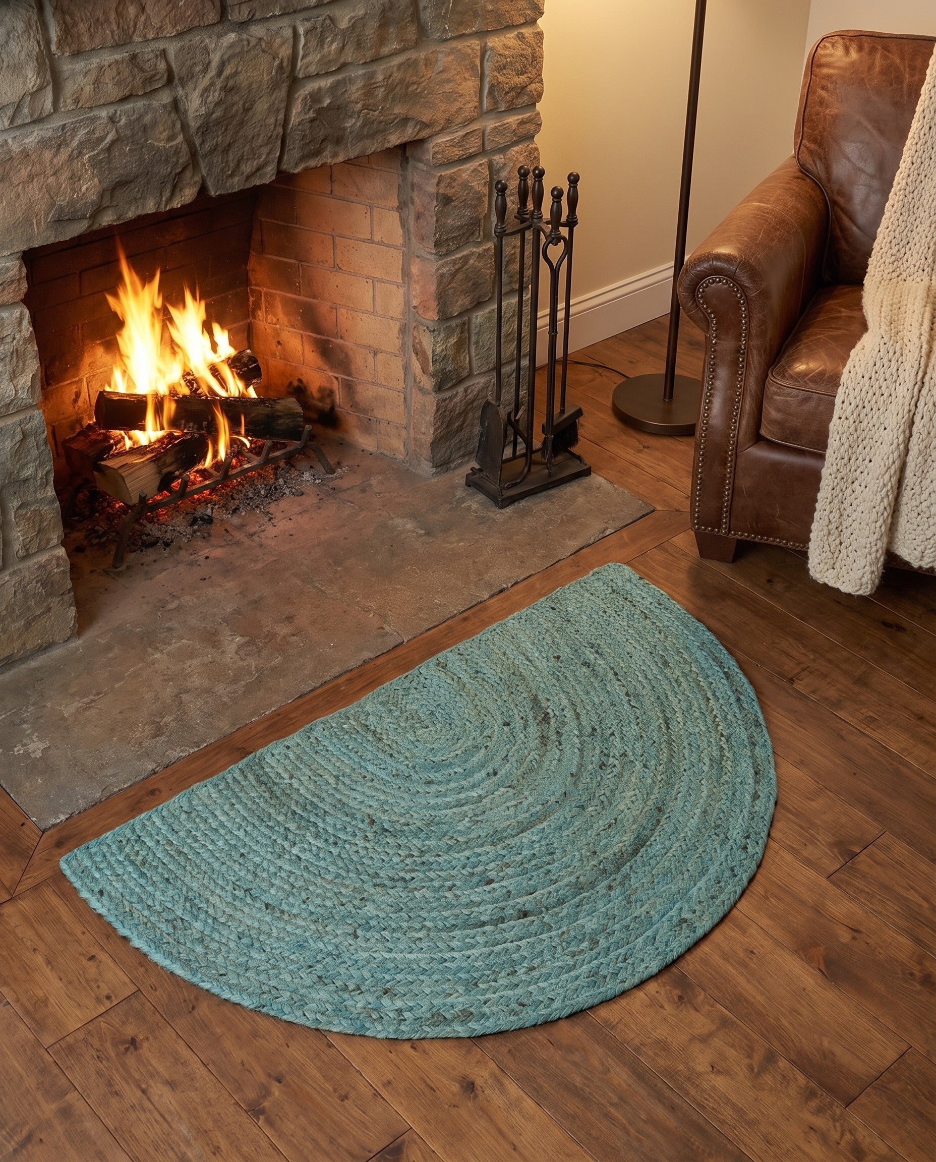 2' 2 x 3' 7 Handmade Braided Jute Hearth Rug