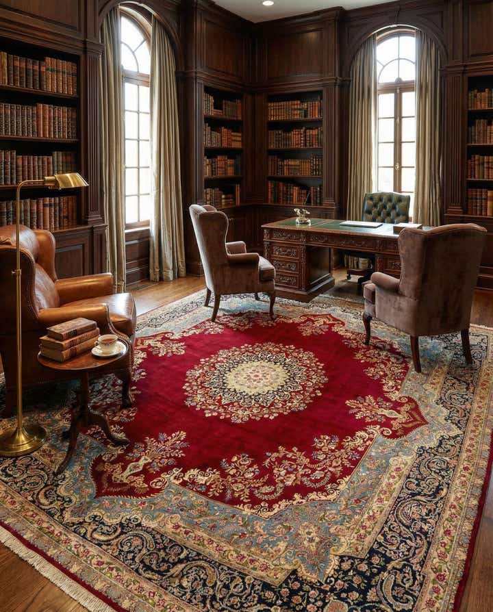 13' 4 x 14' 7 Hand Knotted Kerman Persian Rug