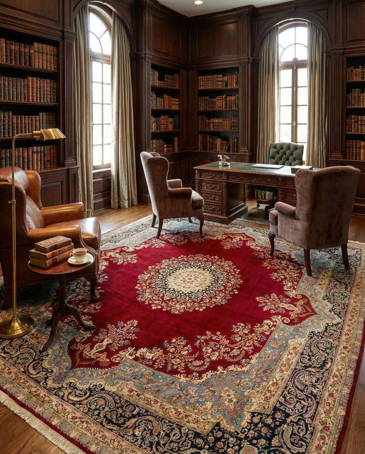 Detail image of 13' 4 x 14' 7 Hand Knotted Kerman Persian Rug