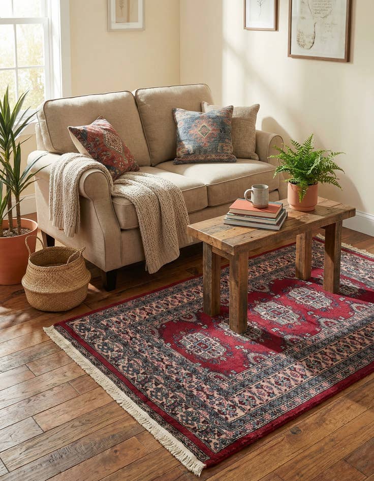 Detail image of 3' 2 x 5' 4  Hand Knotted Bokhara Oriental Wool Rug