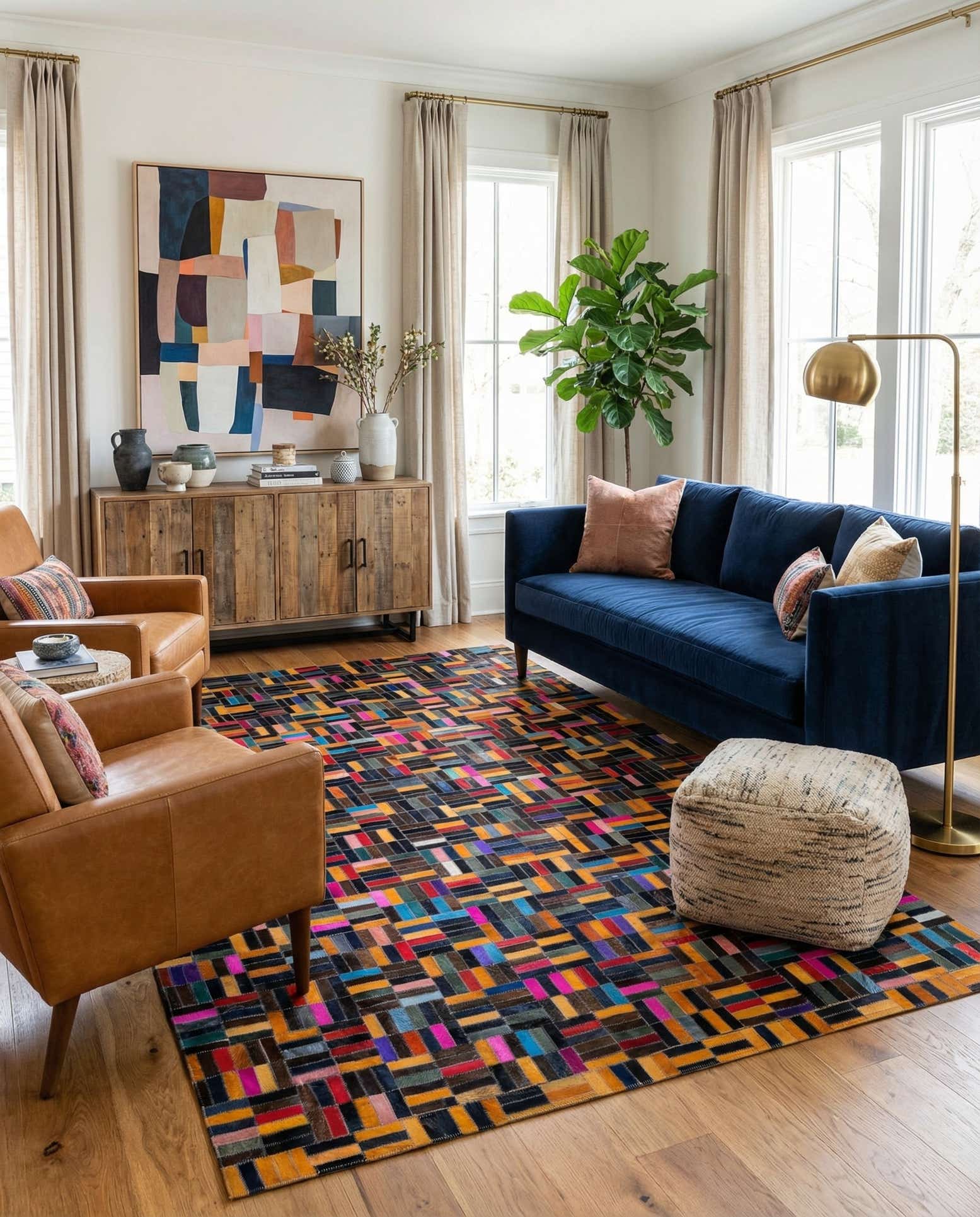 4' 11 x 8' Cowhide - Patchwork Rug