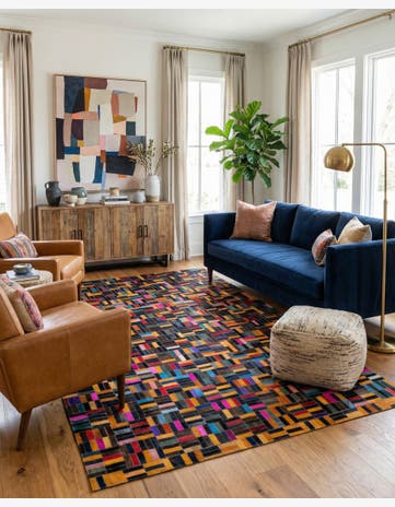 4' 11 x 8' Cowhide - Patchwork Rug