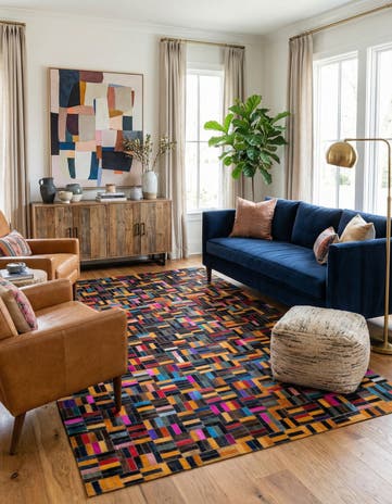 4' 11 x 8' Cowhide - Patchwork Rug