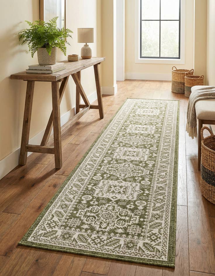 Detail image of 2' 7 x 12'  Washable Aztec Indoor / Outdoor Runner Rug