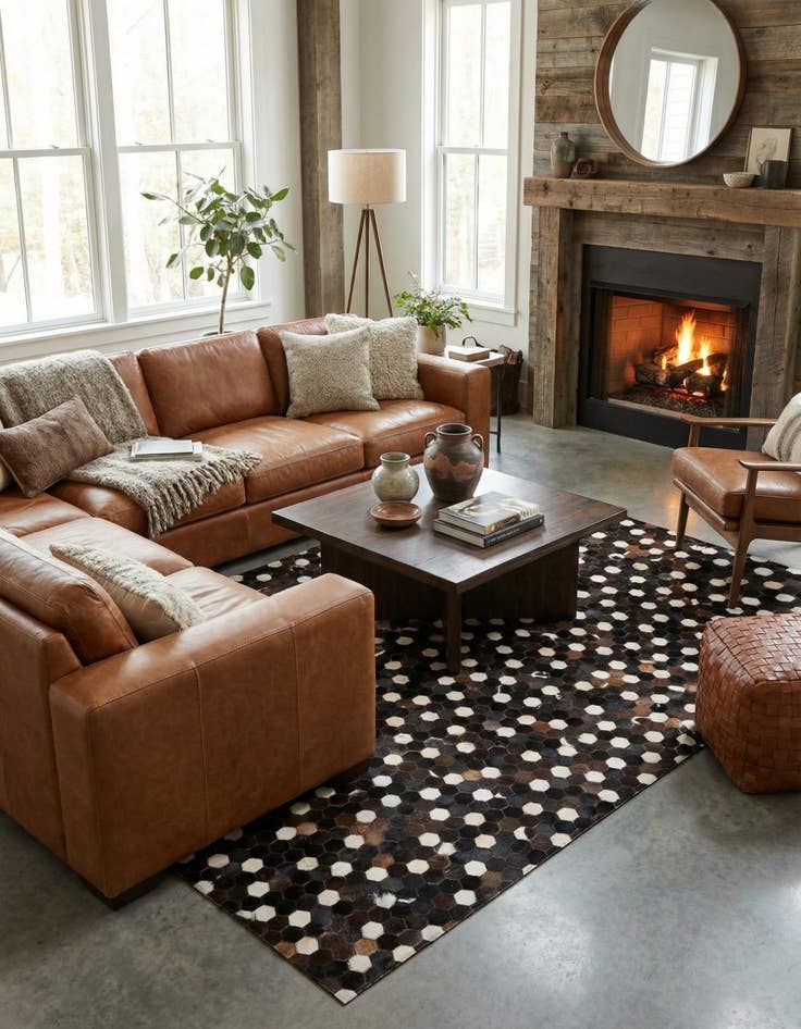 Detail image of 5' x 8' Cowhide Leather Rug