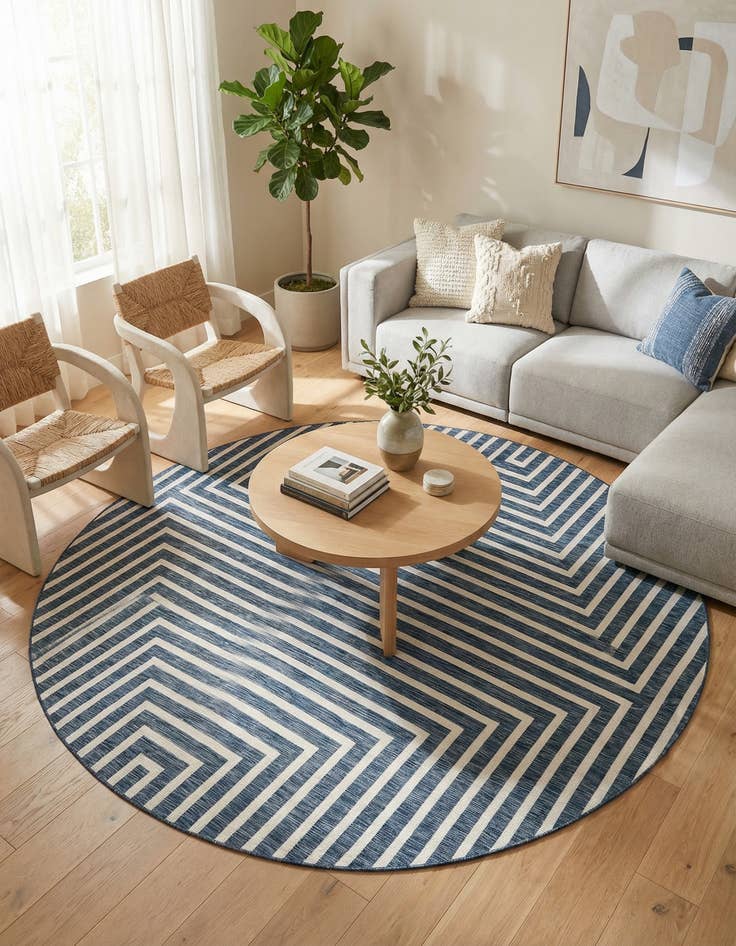 Detail image of  10' x 10'  Washable Modern Indoor / Outdoor Round Rug