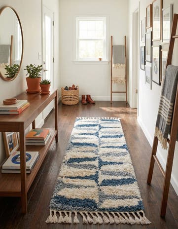 Blue Lagom Shag Runner Rug