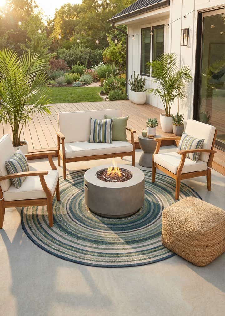 7' 10 x 7' 10 Easy-Clean Baja Indoor / Outdoor Round Rug