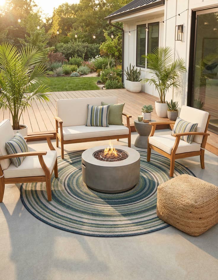 Detail image of 7' 10 x 7' 10 Easy-Clean Baja Indoor / Outdoor Round Rug