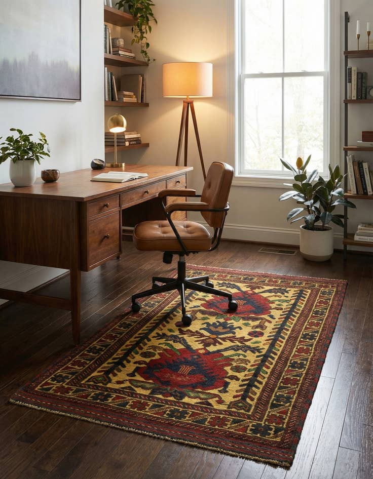 Detail image of 2' 11 x 4' 9  Hand Knotted Sumak Wool Rug