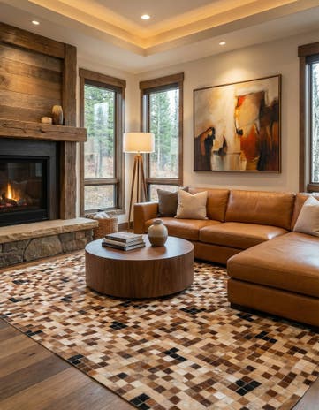 5' x 8' 1 Cowhide Leather Rug