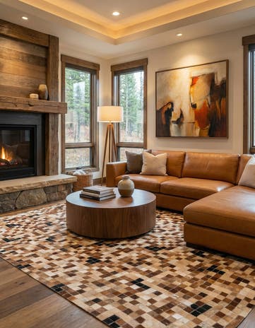 5' x 8' 1 Cowhide Leather Rug