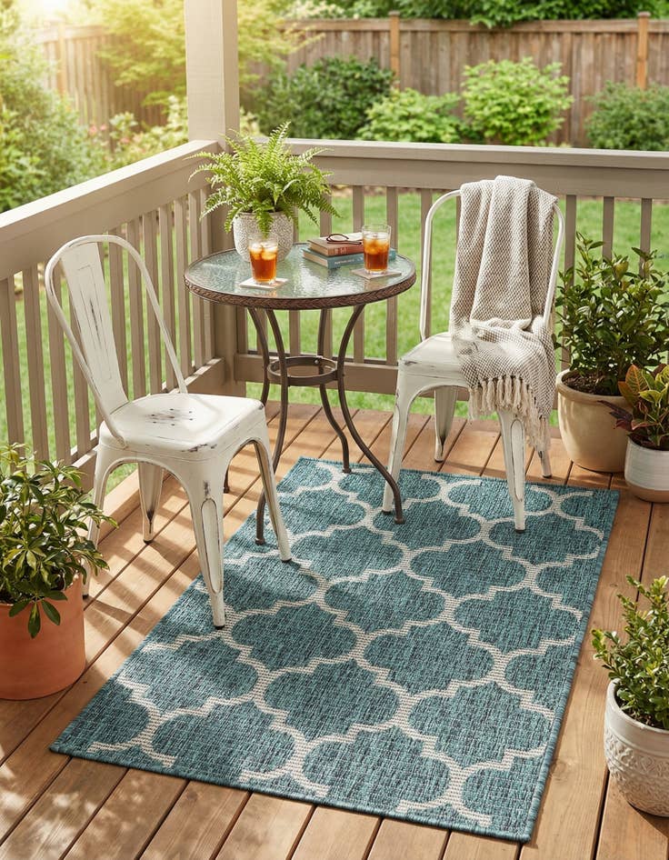 Detail image of  2' x 3'  Washable Lattice Indoor / Outdoor Rug