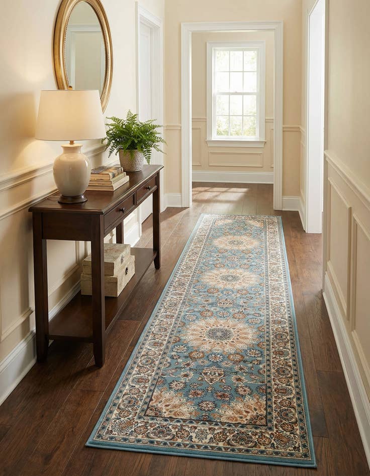 Detail image of  2' 7 x 12'  Washable Traditional Indoor / Outdoor Runner Rug