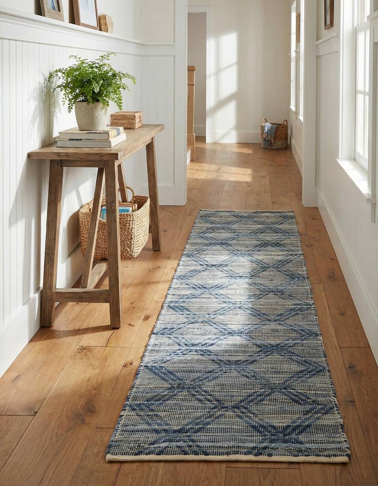 Detail image of 2' 7 x 12'  Hand Woven Chindi Cotton Runner Rug