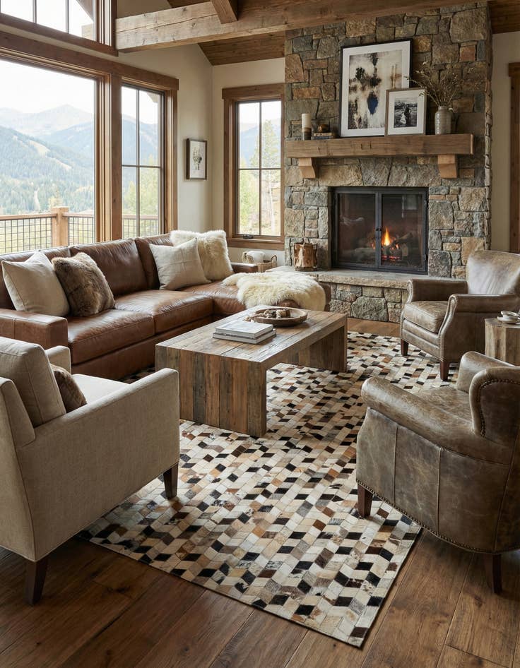 Detail image of  5' x 7' 11 Cowhide - Patchwork Rug