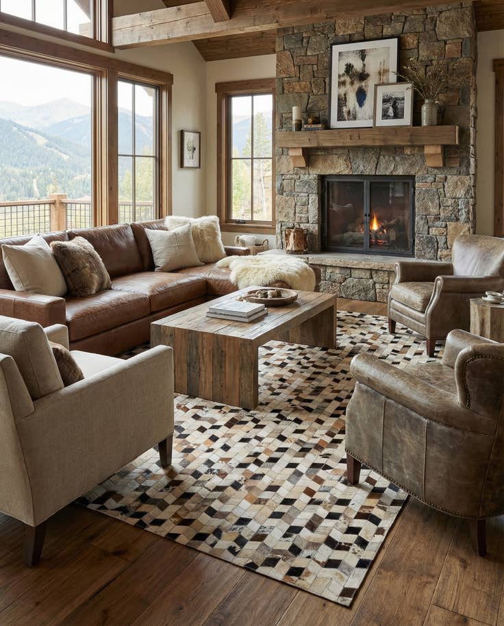 Detail image of 5' x 7' 11 Cowhide - Patchwork Rug