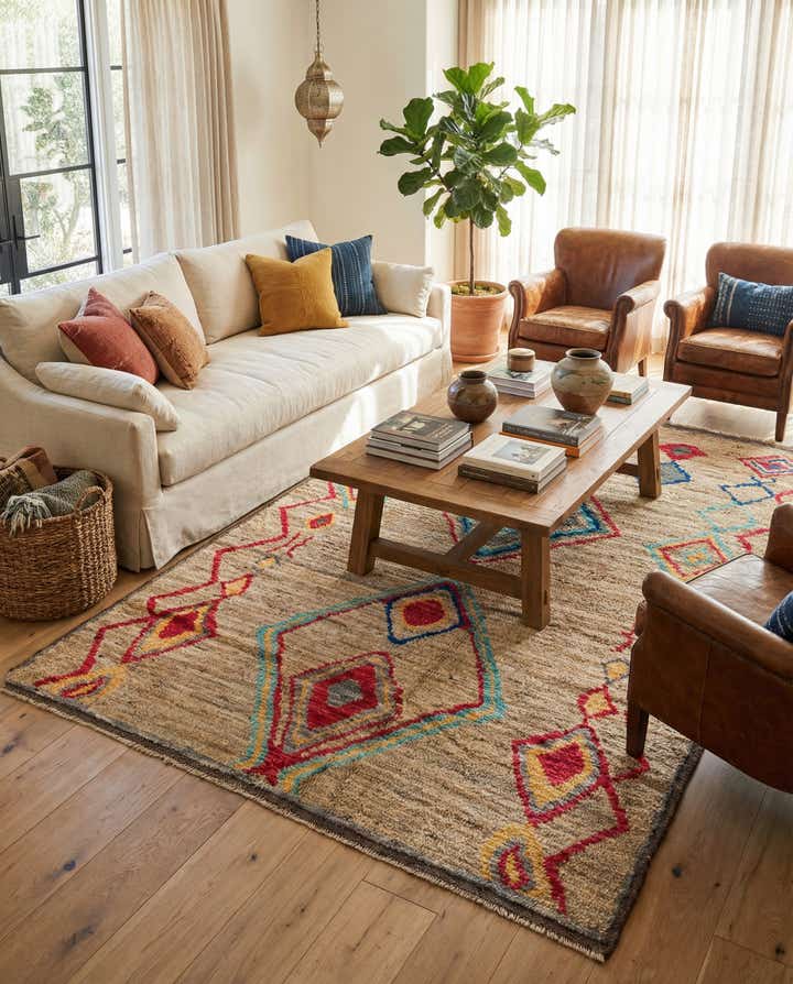 6' 4 x 9' 3 Hand Knotted Moroccan Wool Rug