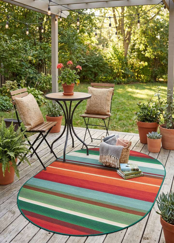 4' x 6' Easy-Clean Modern Indoor / Outdoor Oval Rug