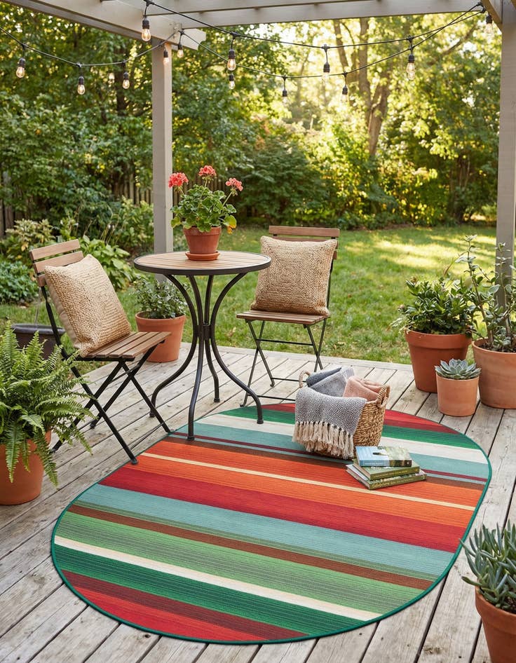 Detail image of 4' x 6' Easy-Clean Modern Indoor / Outdoor Oval Rug