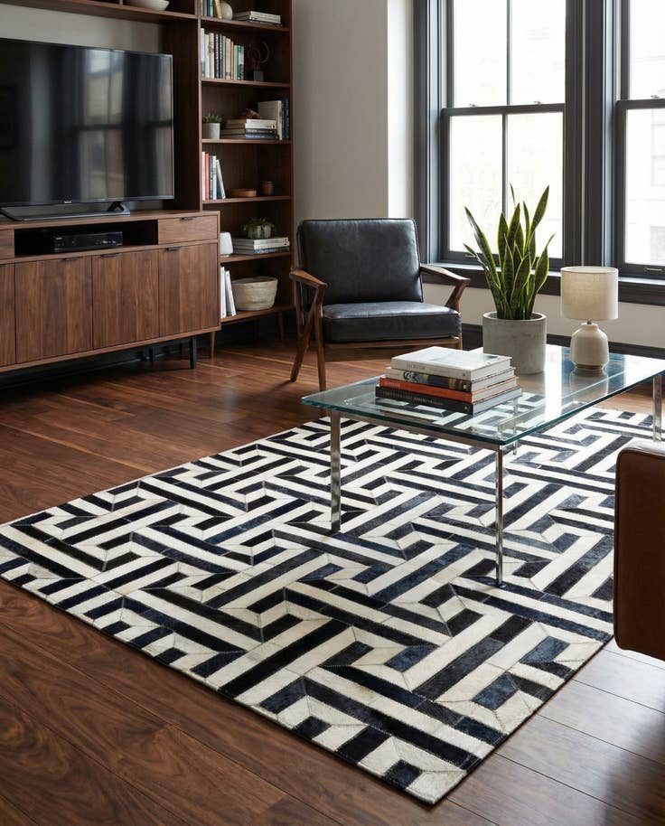 Detail image of 4' 2 x 6' 2 Cowhide - Patchwork Rug