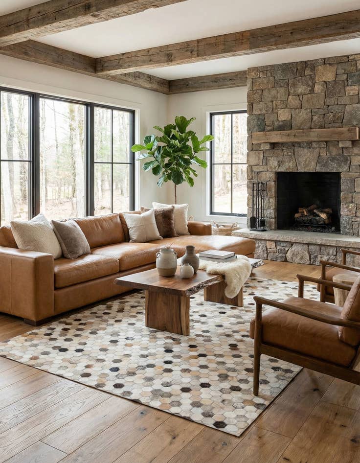 Detail image of 4' 11 x 7' 8 Cowhide Stocks Rug