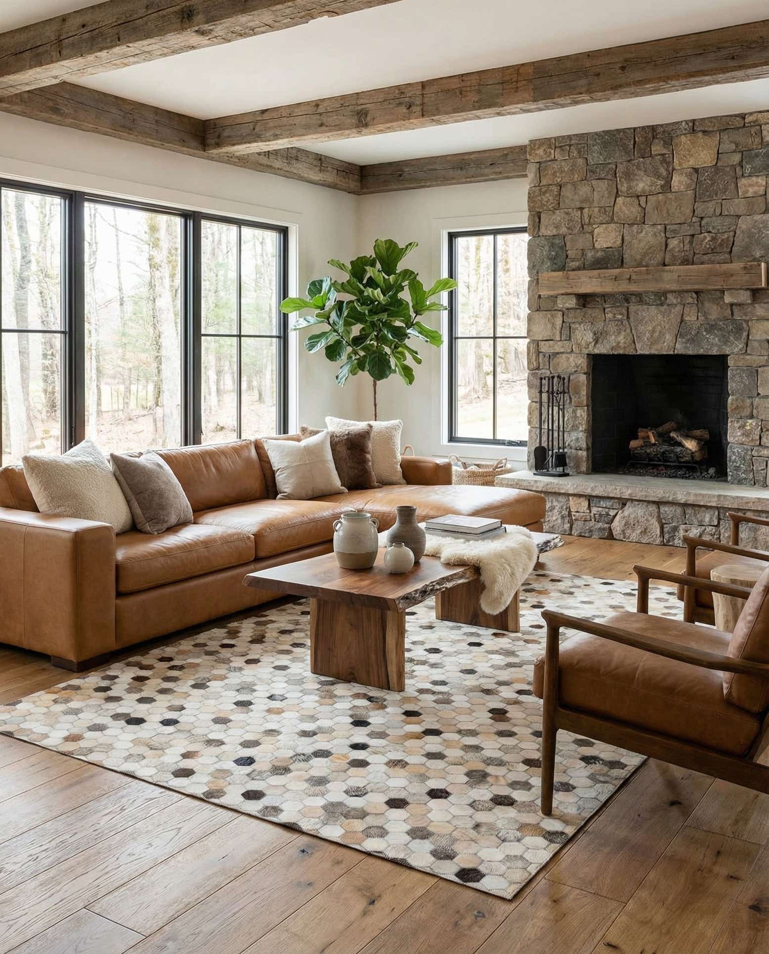 4' 11 x 7' 8 Cowhide Stocks Rug