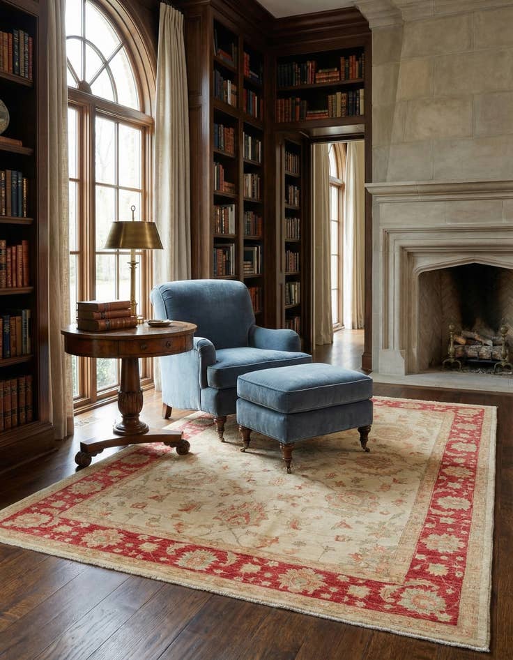 Detail image of  5' 7 x 7' 11  Hand Knotted Peshawar Ziegler Rug