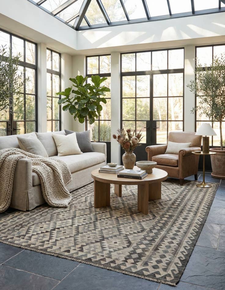 Detail image of 6' 10 x 9' 9  Hand Woven Kilim Maymana Wool Rug