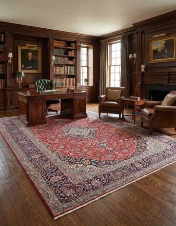 9' 8 x 13' 4 Hand Knotted Mashad Persian Wool Rug