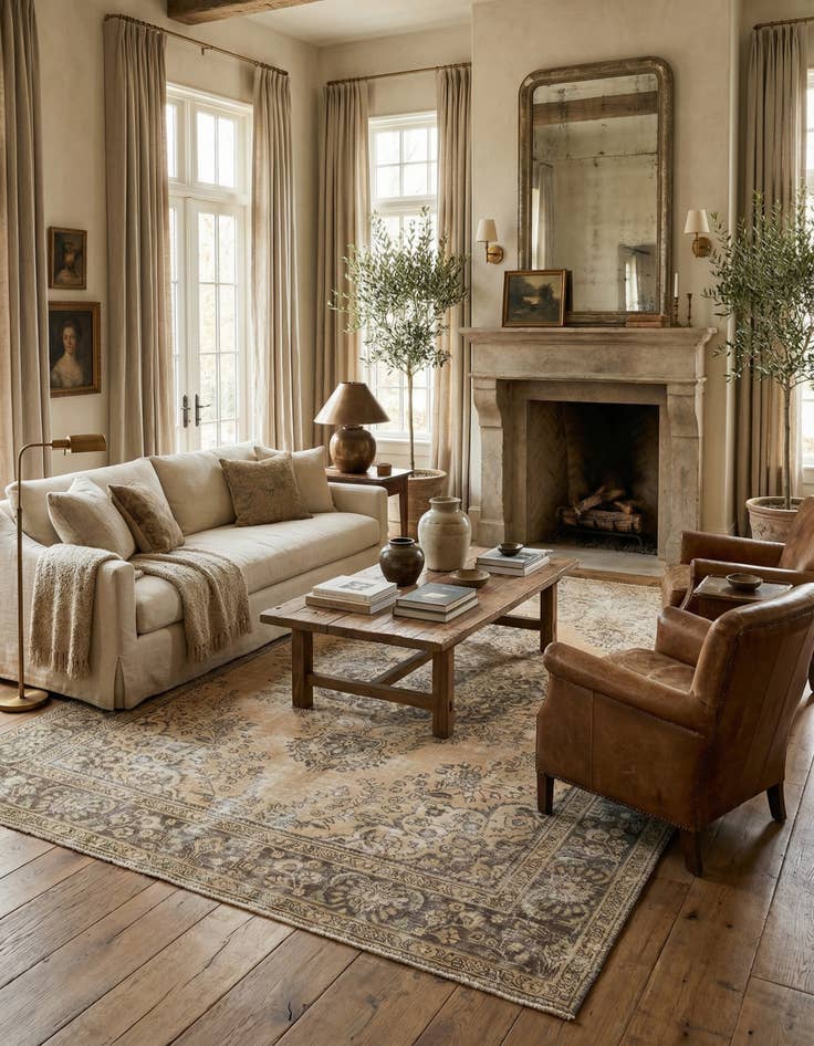 Detail image of 6' 10 x 9' 9  Hand Knotted Ultra Vintage Persian Wool Rug