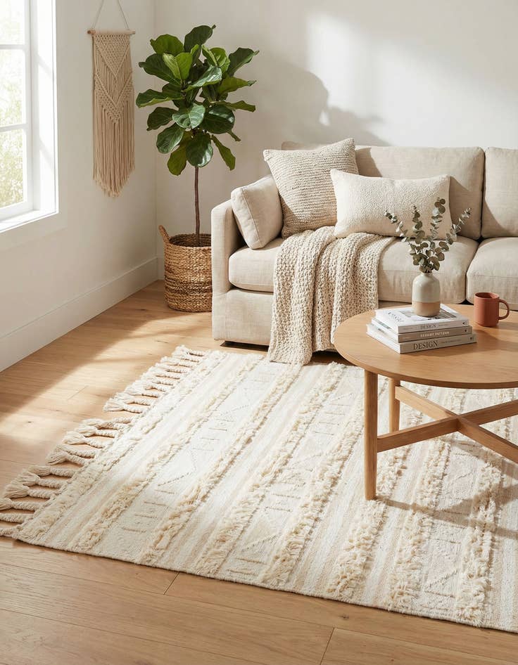 Detail image of  4' 1 x 6' 1  Hand Woven Arizona Wool Rug