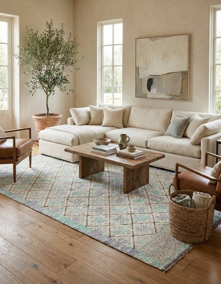 Detail image of 7' 5 x 10' 2  Hand Knotted Moroccan Wool Rug