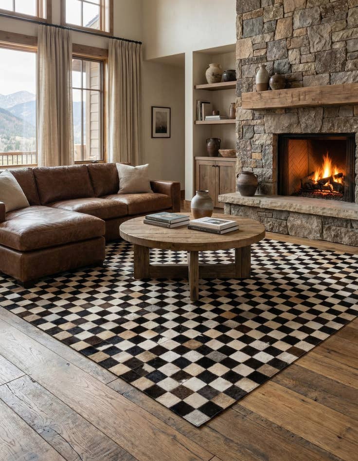 Detail image of 4' 11 x 8' 1 Cowhide - Patchwork Rug