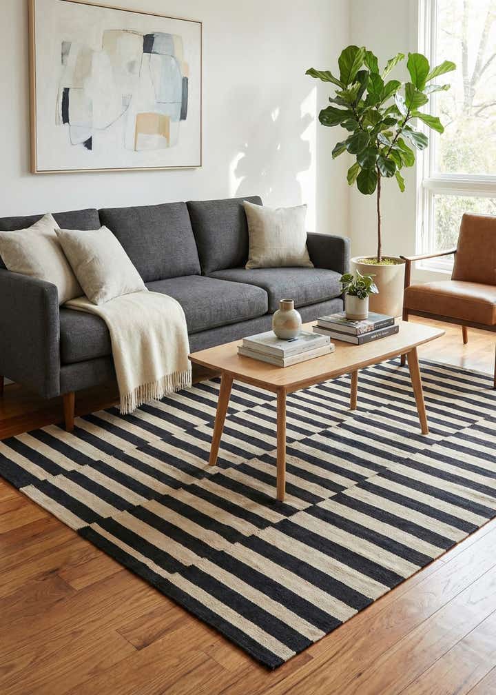 5' 5 x 7' 7 Hand Woven Kilim Modern Wool Rug