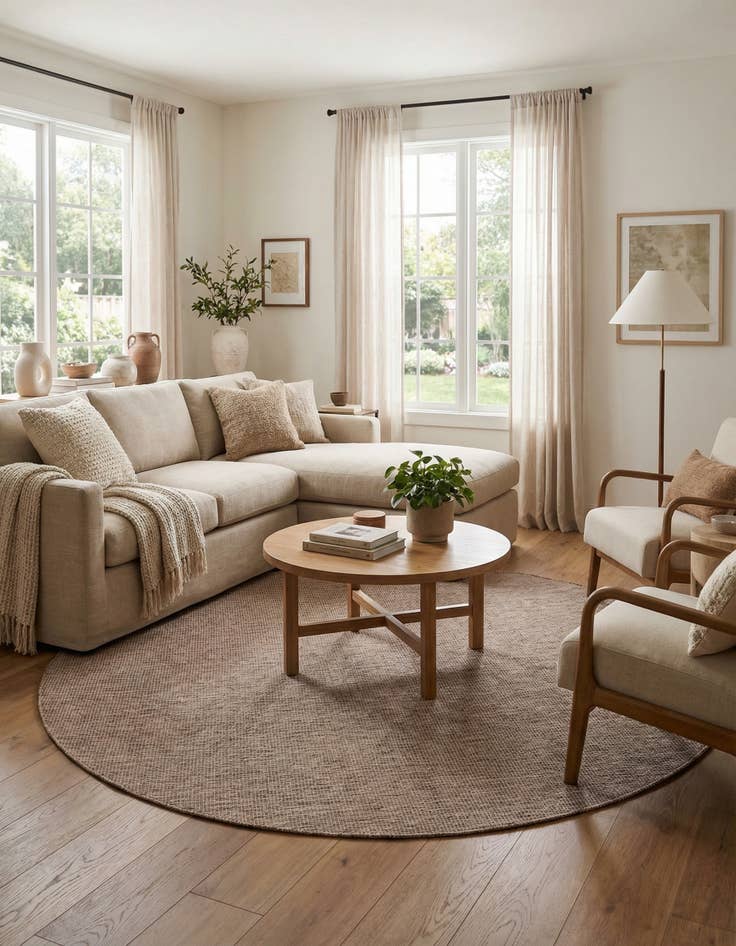 Detail image of 7' 10 x 7' 10  Washable Solid Indoor / Outdoor Round Rug