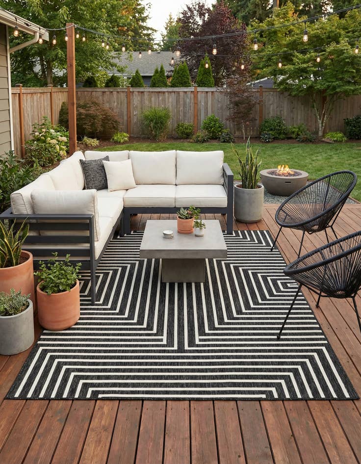 Detail image of 7' 10 x 10'  Washable Modern Indoor / Outdoor Rug