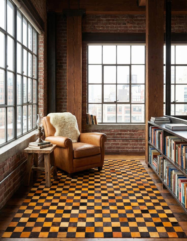 Detail image of 5' x 7' 11 Cowhide Stocks Rug