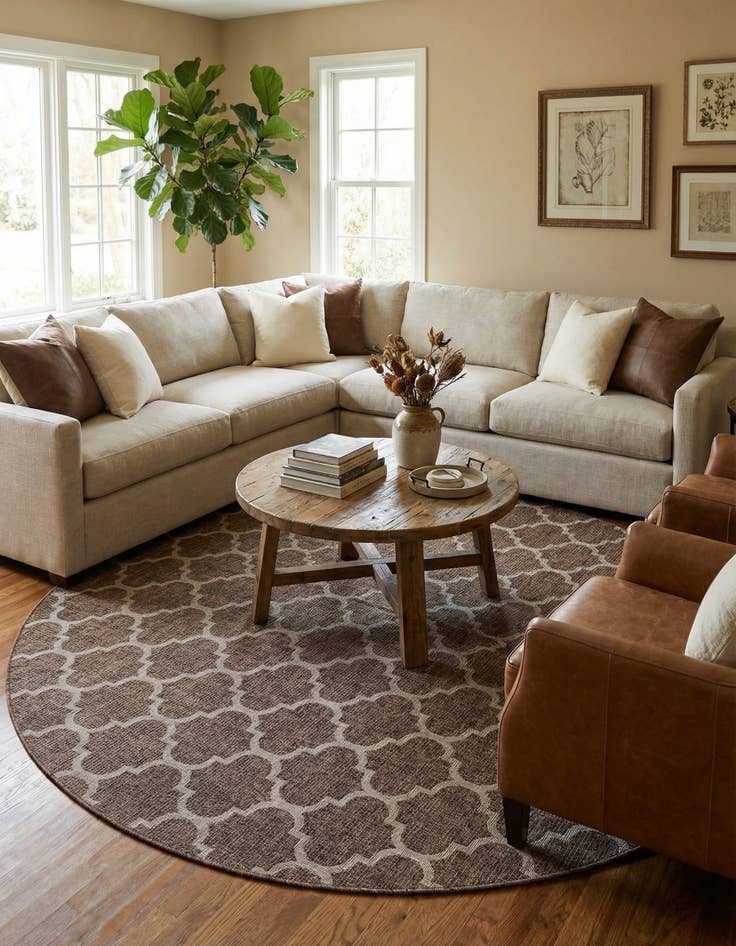 Detail image of 10' 8 x 10' 8  Washable Trellis Indoor / Outdoor Round Rug