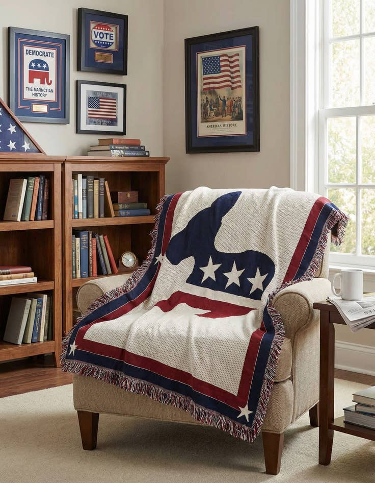 Detail image of 4' 6 x 6' Democratic Logo Throw Blanket