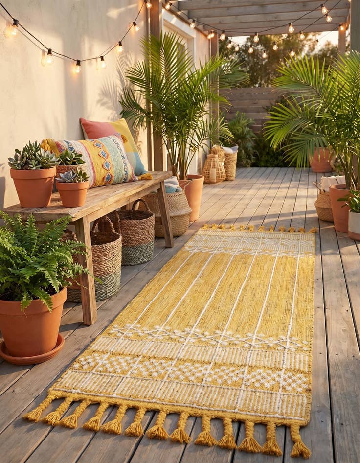 Detail image of 2' 2 x 8' 2 Easy-Clean Eco Bohemian Indoor / Outdoor Runner Rug