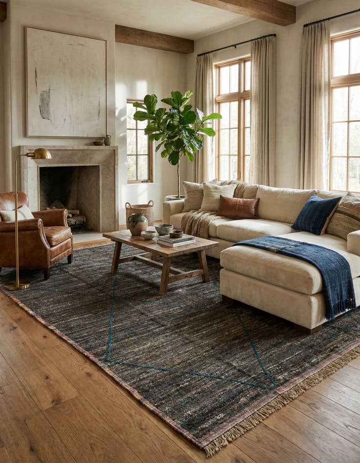 Detail image of 8' 9 x 12' 9  Hand Knotted Moroccan Wool Rug