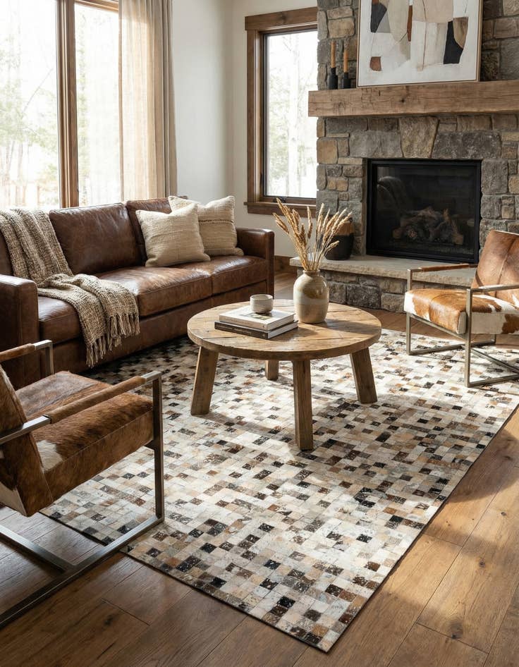 Detail image of 5' 3 x 7' 6 Cowhide Stocks Rug