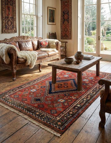 4' 5 x 8' Gabbeh Wool Rug