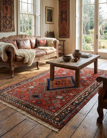 4' 5 x 8' Gabbeh Wool Rug
