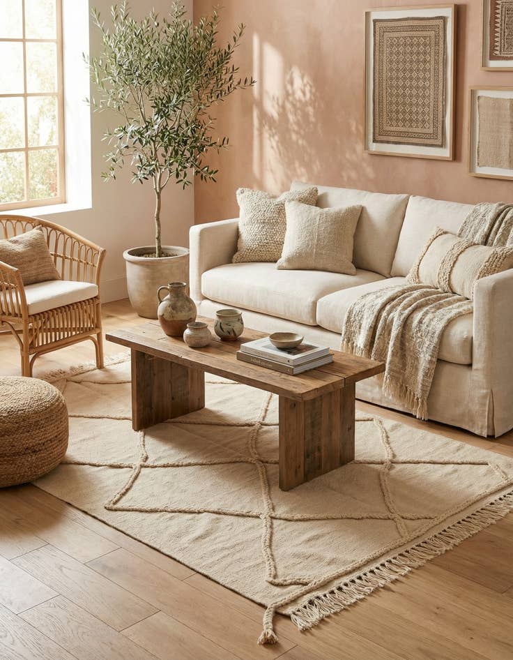 Detail image of 3' 5 x 4' 10  Hand Woven Moroccan Wool Rug