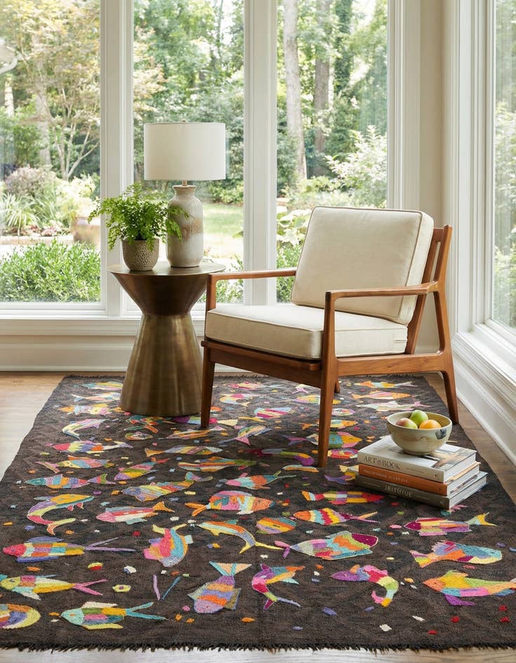 Detail image of 4' 10 x 7' 6  Hand Woven Kilim Suzani Wool Rug