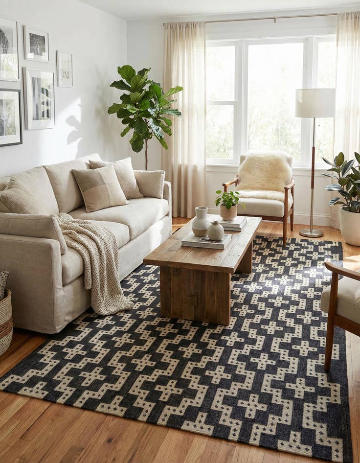 Detail image of 10' x 14' 1  Hand Woven Kilim Wool Rug